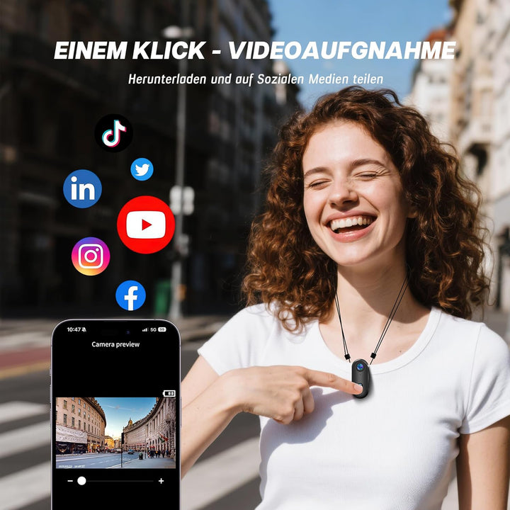 Action Cam 1080P und 16 GB Speicherkarte Mini Unterwasserkamera Wasserdicht bis 30M, 360° Helmkamera