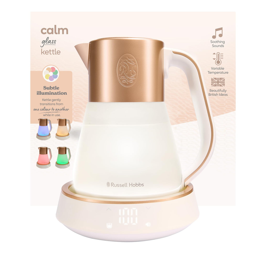 Russell Hobbs Wasserkocher Glas [1,7L, Temperatureinstellung 40-100°] Calm (LED-Beleuchtung, beruhig