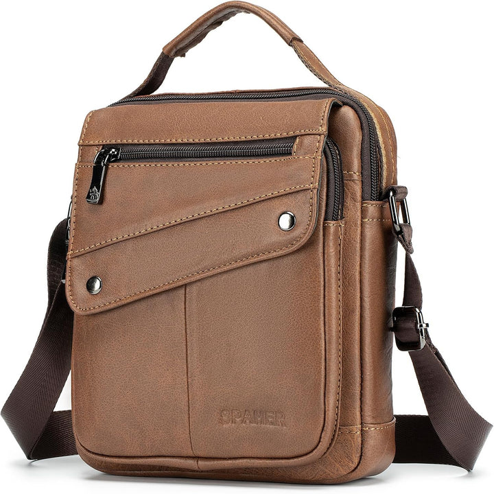SPAHER Umhängetasche Leder Herren Herrentasche Schultertasche Echtes Leder Handgelenktasche Herren W