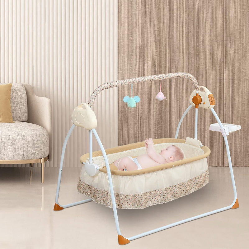 Konfiur Babybett, Elektrische Bluetooth Stubenwagen 25kg, Auto-Schaukelkrippe Babyschaukel Stubenwag