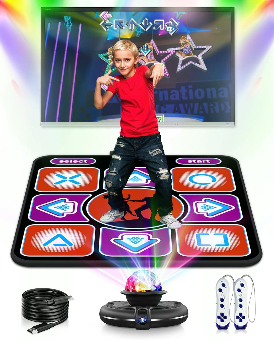 Kinder Tanzmatte mit kabellosem Controller, rutschfestes Tanzmatte für TV mit Kamera, Spass Tanzspie