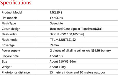 Meike MK-320S Mini TTL Speedlite Automatic Flash for Sony MI Hot Shoe DSLR and Mirrorless Cameras A7