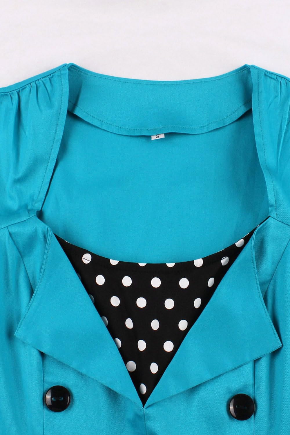 Damen 50er Jahre Kleider mit Gepunkte Rockabilly, S Türkis
