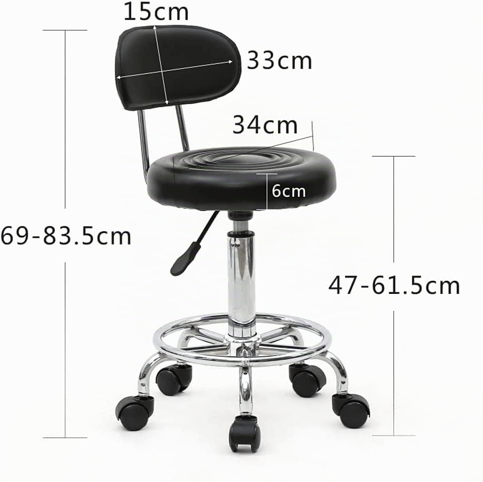 Ergonomischer Rollhocker mit Rückenlehne Arbeitshocker Drehhocker Rollhocker 360° drehbar Höhenverst