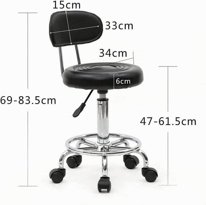 Ergonomischer Rollhocker mit Rückenlehne Arbeitshocker Drehhocker Rollhocker 360° drehbar Höhenverst