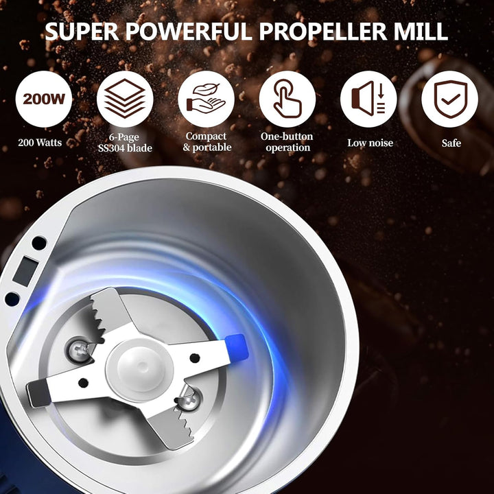Kaffeemühle Elektrisch, Elektrisch Gewürzmühle und Kaffee Mühle mit Edelstahl Klinge und Sicherheits