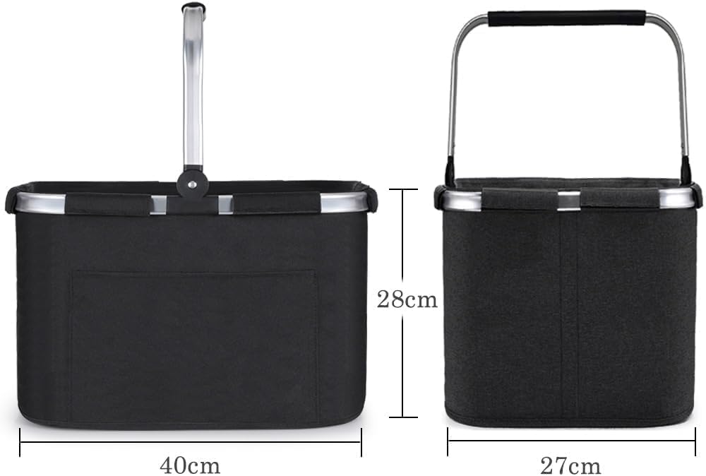 Diurwur 30L Einkaufskorb 2pcs Picknickkorb Faltbar Klappkorb Einkaufstasche mit Aluminiumgriff Faltb