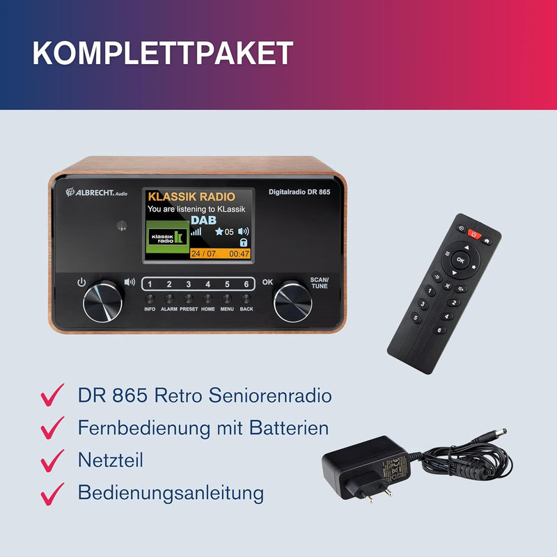 ALBRECHT DR 865 Seniorenradio mit gut lesbarem 4" Farbdisplay, brillantem Klang, seniorengerechter B