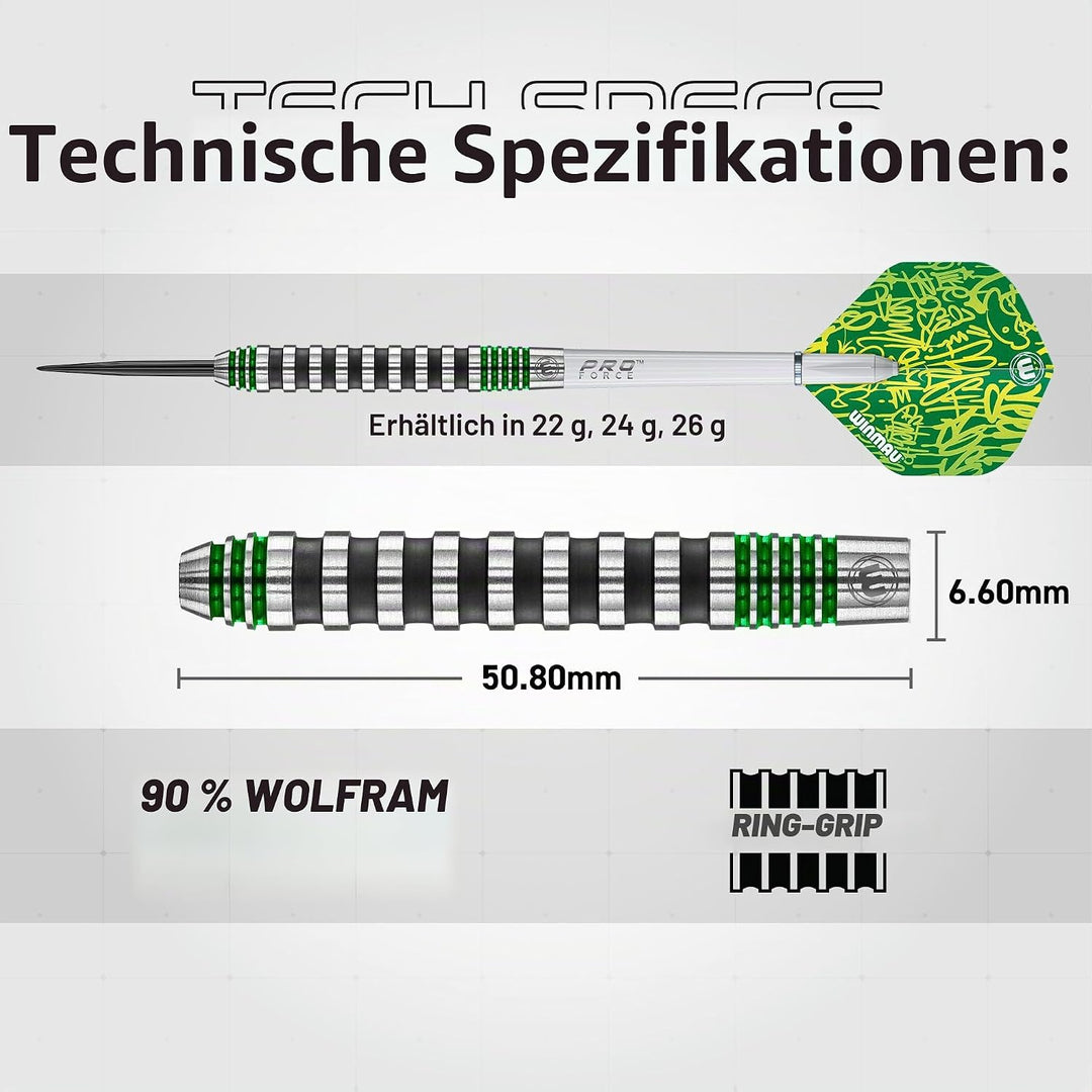 WINMAU Advance 500 Series Dartpfeile mit Stahlspitze 24 g grün, 24 g grün