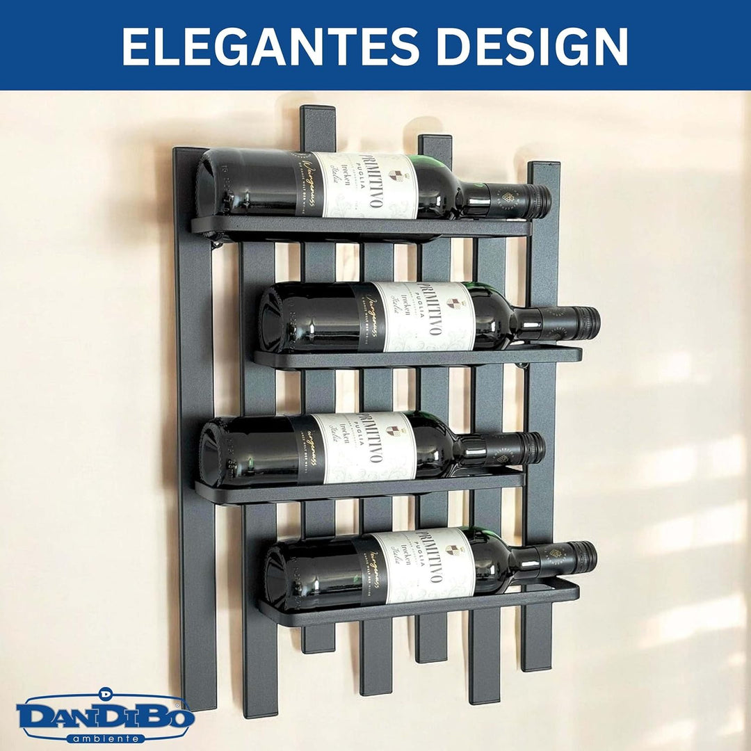 DanDiBo Weinregal Wand Metall Schwarz Modern 96691 Flaschenregal Schmal Wandmontage Wine Rack Weinfl