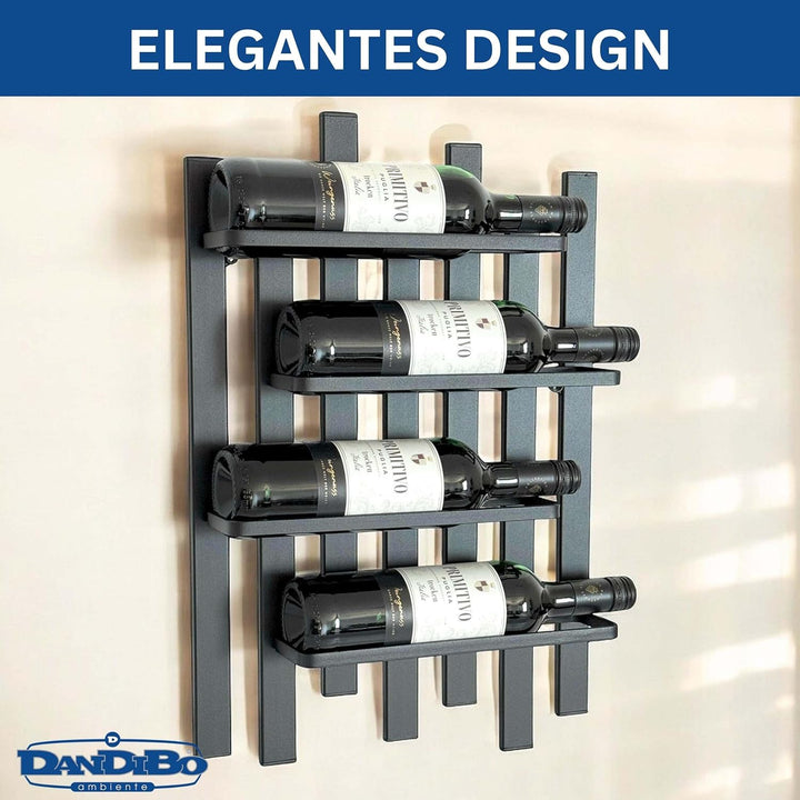 DanDiBo Weinregal Wand Metall Schwarz Modern 96691 Flaschenregal Schmal Wandmontage Wine Rack Weinfl