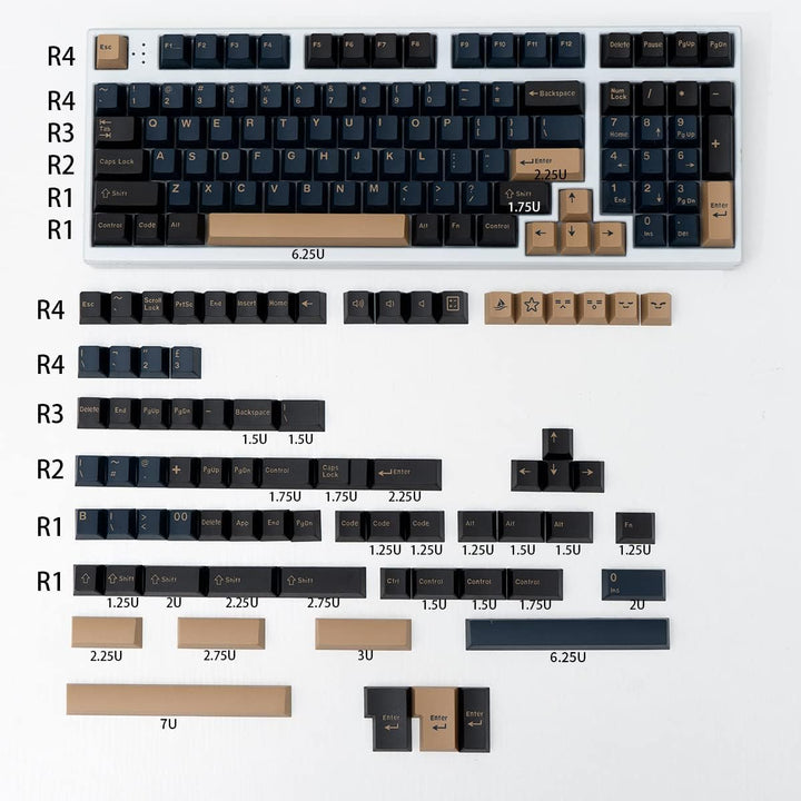 Blue Samurai Keycaps Set 173 Tasten Doubleshot Cherry Profile Custom Keyboard Keycaps für Cherry MX