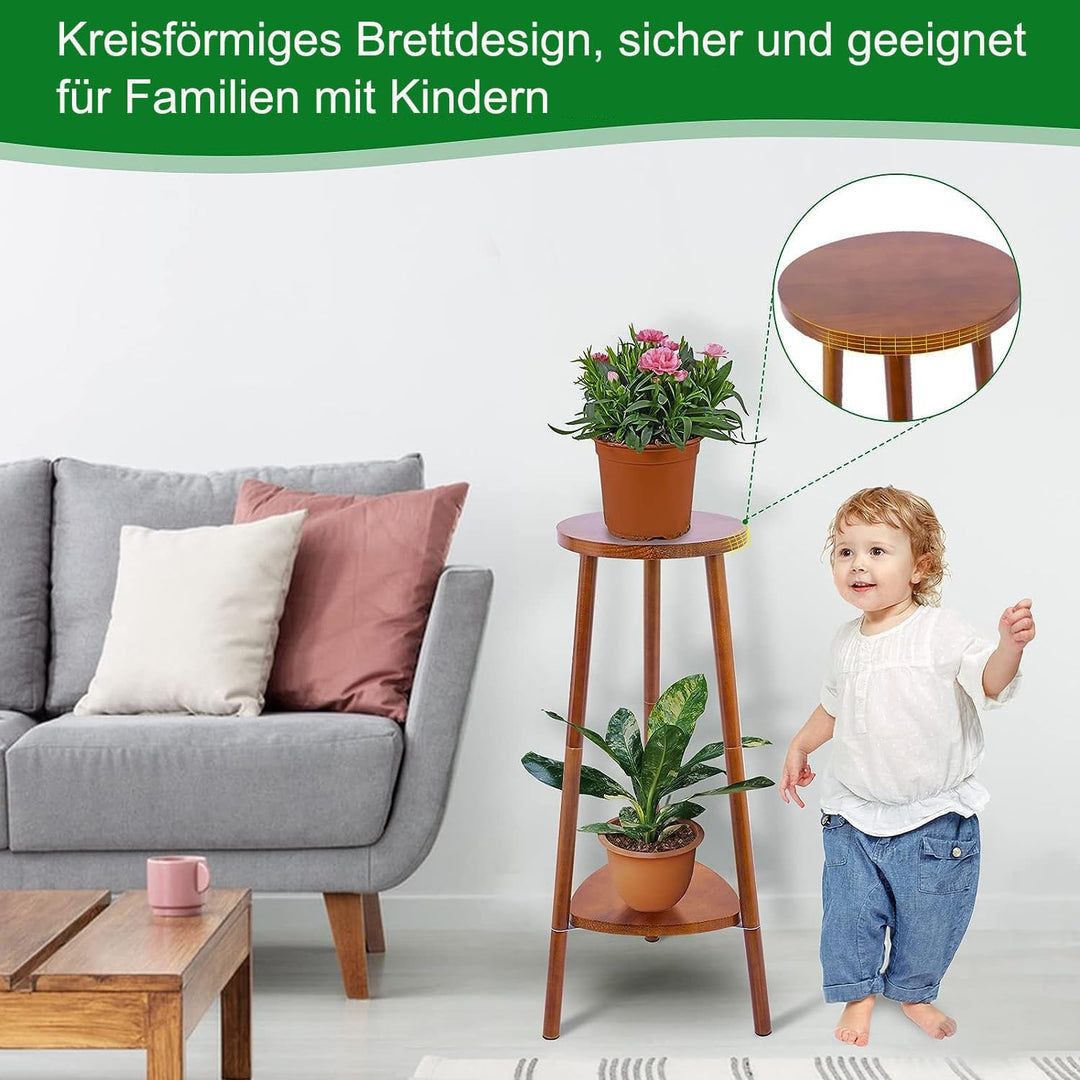 Yedcxup Blumenständer Stabil Blumenständer Holz, 2-stufiger umwandelbarer Pflanzenständer leichter A
