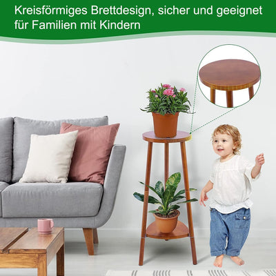 Yedcxup Blumenständer Stabil Blumenständer Holz, 2-stufiger umwandelbarer Pflanzenständer leichter A