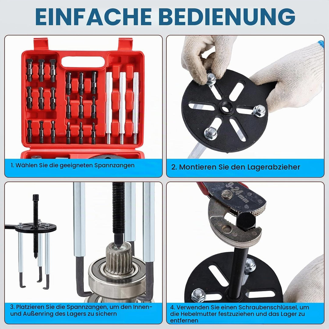 FreeTec 21tlg Innenlager Kugellager Abzieher, Universal Innenabzieher Lager Set, 3 Gebogenen Haken K