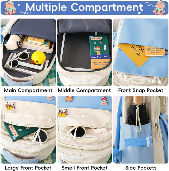 Tanou Schulranzen Mädchen 4-teilig, Schultasche Kinder Rucksack Schule Teenager 3.-7. Klasse, Stilvo