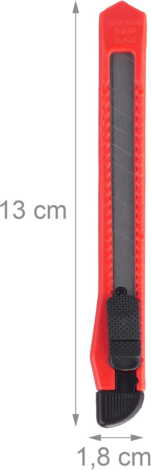 Relaxdays Cuttermesser 100er Set, sicheres Einrasten, 9mm Abbrechklingen, Messer für Kartons & Tapet