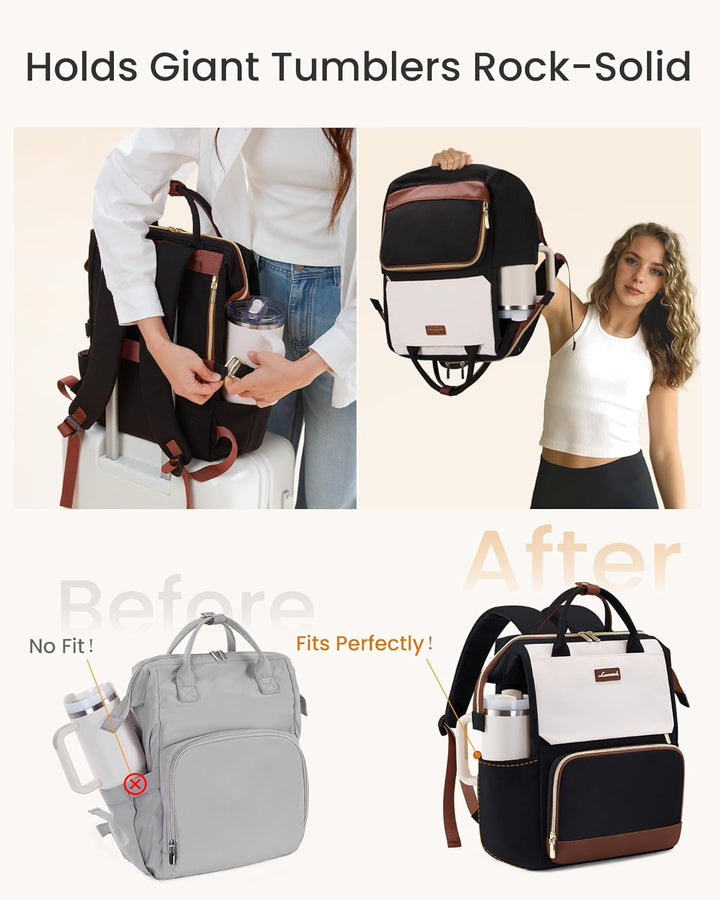 LOVEVOOK Rucksack Damen Gross, 17,3 Zoll Laptop Schulrucksack Wasserdicht Travel Backpack Women Eleg