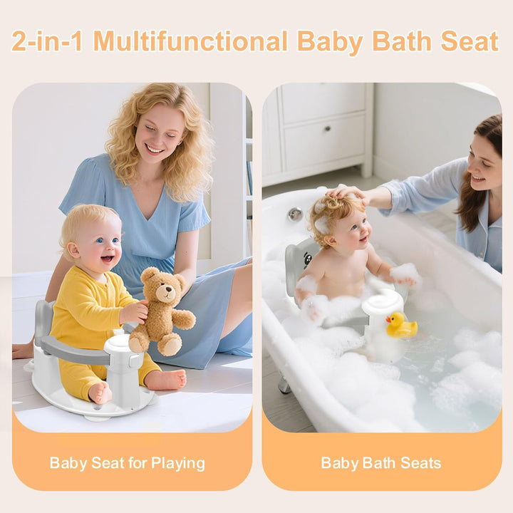 Badewannensitz Baby ab 6 Monate, Cartoon Rutschfester Badesitz Baby mit 4-starken Saugnäpfen, Neue e