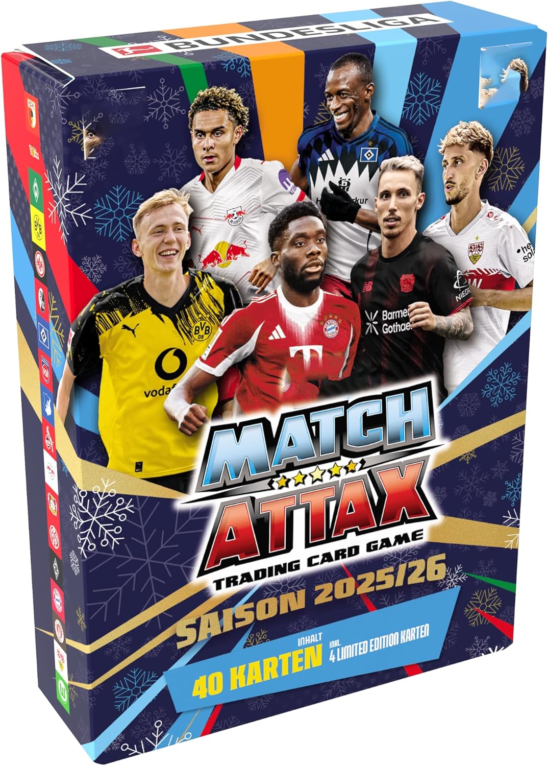 Topps Fussball Bundesliga Match Attax Sammelkarten 2025/26 | Sonder-Tin | 40 Karten | 4 Limited Edit