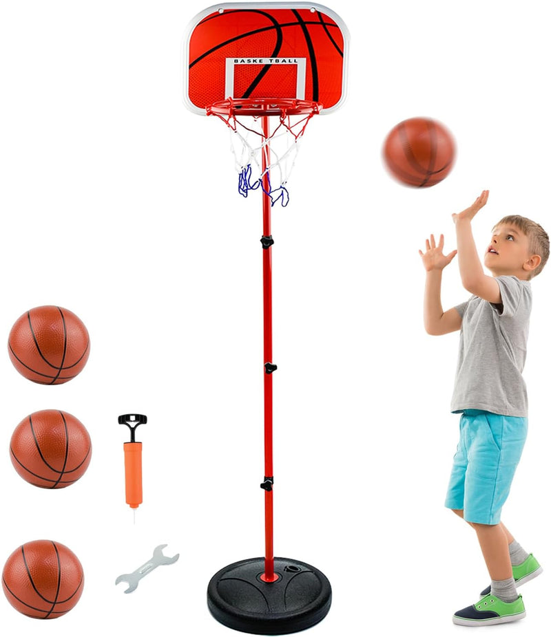 Basketballkorb und Stand Kinder, AolKee Tragbarer 50CM-150cm Mini Basketballkorb Kinder, Verstellbar