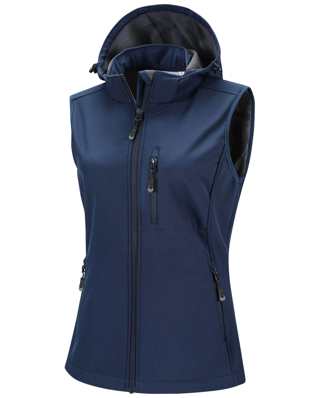 33,000ft Damen Softshell Westen mit Abnehmbare Kapuze Fleece Gefütterte Ärmellose Jacke Wasserdichte
