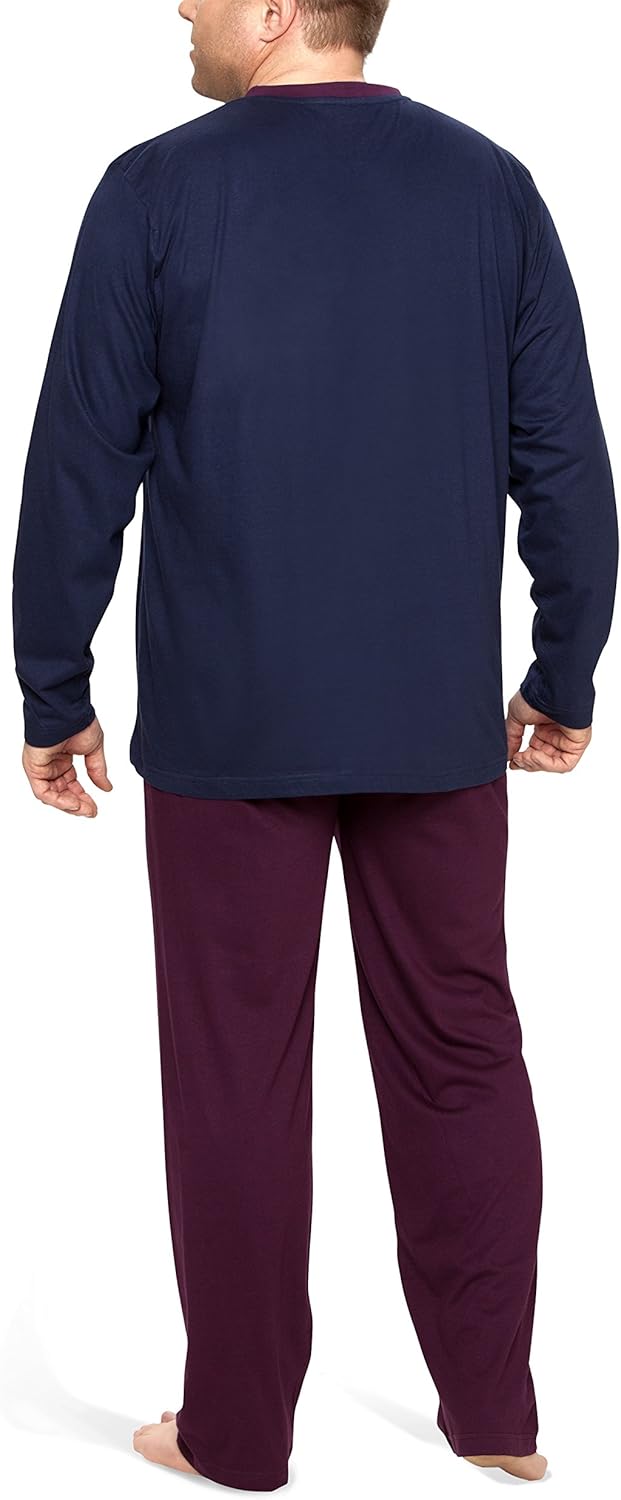 Moonline Plus Schlafanzug Herren lang übergross aus Baumwolle XXL Navy, XXL Navy