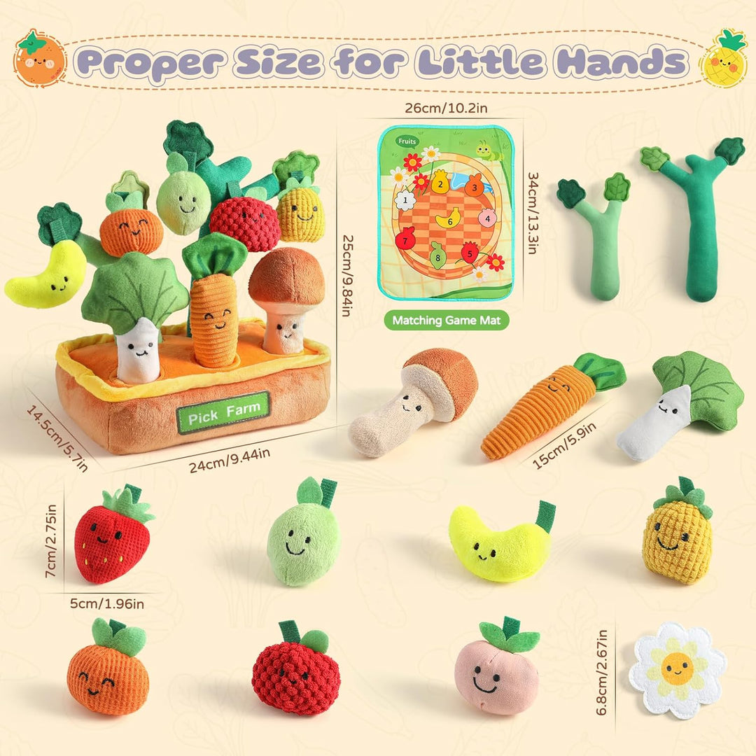 Mini Tudou Baby Spielzeug ab 6 Monate,15 Stück Sensorische Knister Früchte Gemüse Bauernhof Plüschti