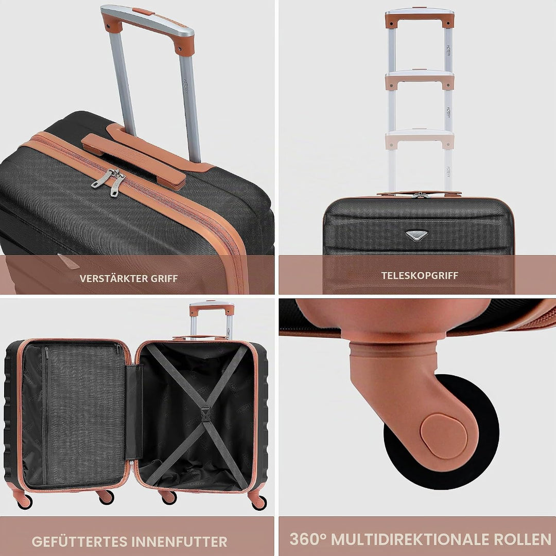 Flight Knight Leichte 4-Rad-ABS-Hartschalenkoffer, Handgepack, zugelassen fur Fluggesellschaften, ei