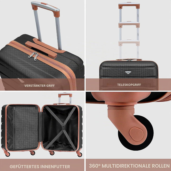 Flight Knight Leichte 4-Rad-ABS-Hartschalenkoffer, Handgepack, zugelassen fur Fluggesellschaften, ei