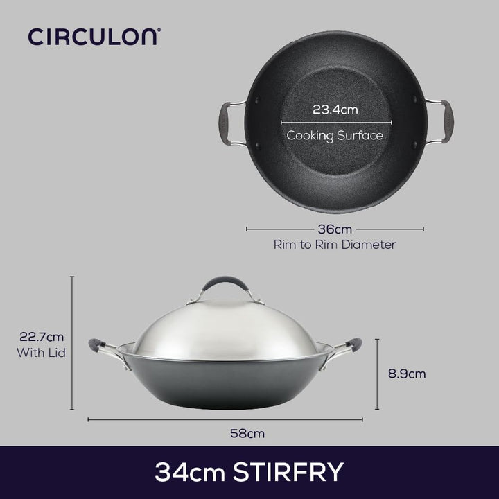 Circulon Scratch Defense Wok Antihaft 36cm – Induktionsgeeigneter Wok mit extremer Antihaftbeschicht