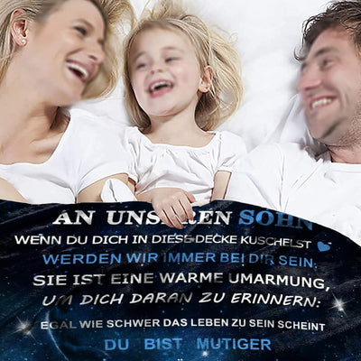 Personalisierte Decke Geschenk für Sohn Von Eltern, Kuscheldecke Flauschige An Unseren Sohn Von Mama