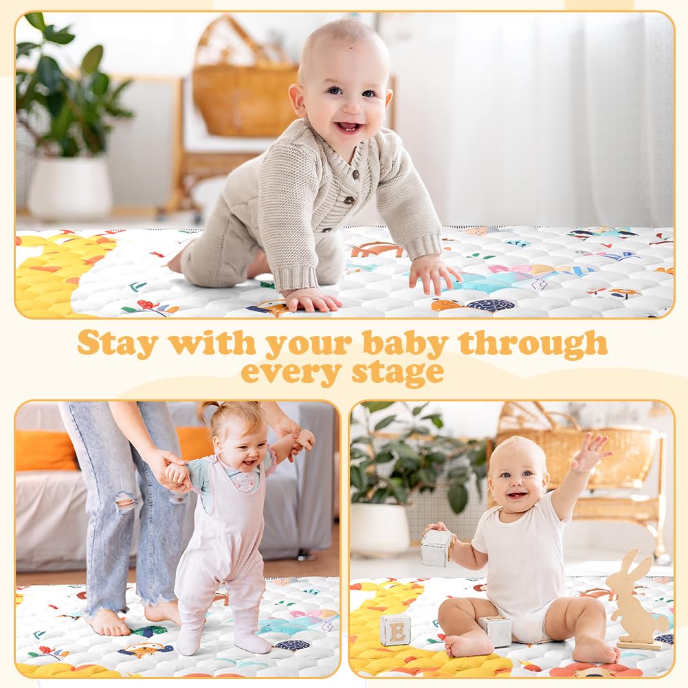 Aolso Baby Spielmatte, 127x127 cm Baby Krabbelmatte, Baby Faltbare Spielmatte, Krabbeldecke für Baby