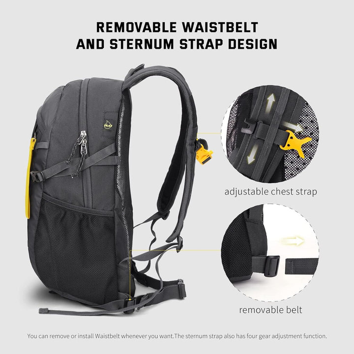 SKYSPER Leicht Wanderrucksack Klein Rucksack mit Rückenbelüftung Trekkingrucksack aus atmungsaktivem