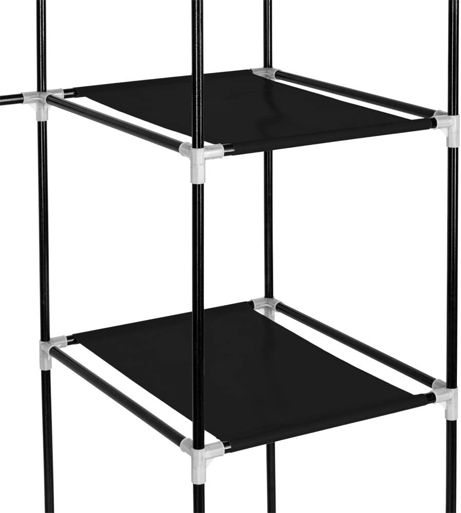 Bonnlo Kleiderschrank, 110 x 45 x 175 cm, Stoffschrank mit Kleiderstange und Ablagen Stabil, Stoffkl