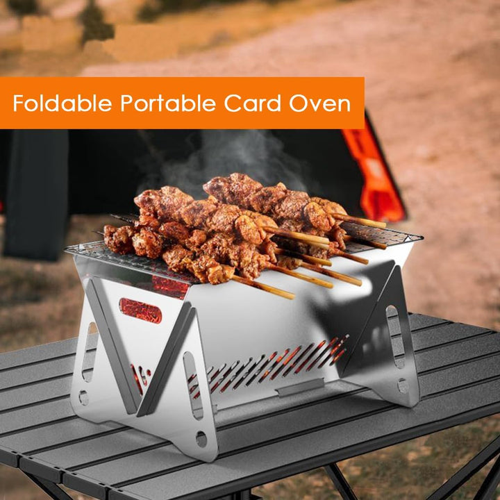 TINMIX Mini Tragbarer Holzkohlegrill Edelstahl Kleiner Klappgrill Ein-Personen-Tischgrill für Garten