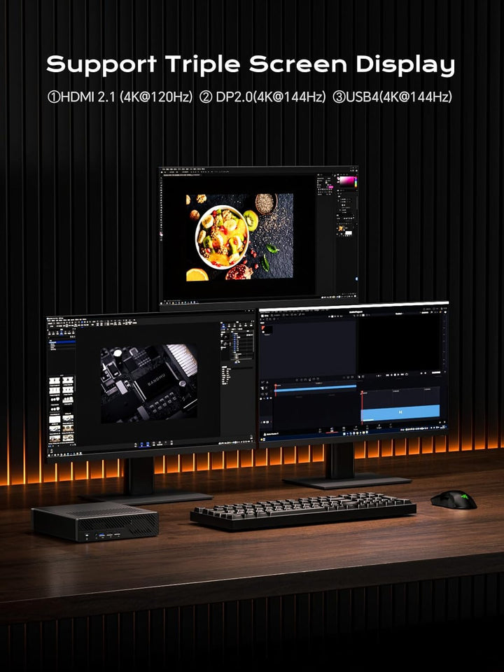 MINIS FORUM Mini Workstation MS-A1 Mini Barebone PC, DDR5/4xM.2 NVMe SSD, Dual 2.5G RJ45 Mini PC, HD