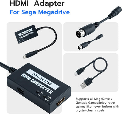 Mcbazel Mega Drive/NEOGEO HDTV HDMI Adapter Multifunktionaler 4:3/16:9 HDTV Video HDMI Konverter 720