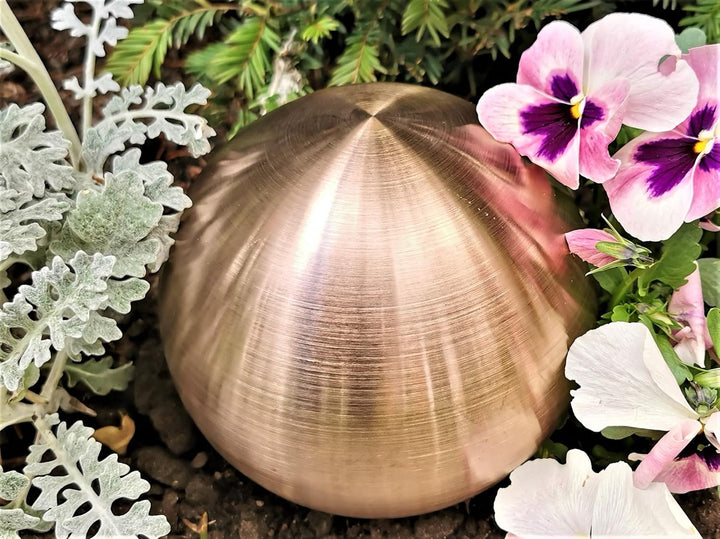 Dekokugel Golden Rose matt gebürstet 3er Set 15-10-10 cm aus Edelstahl Kugel Dekorationskugel Garten