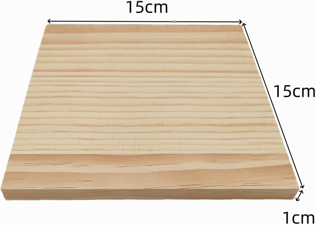 6 Stück Unlackierte quadratische Holzblöcke zum Basteln, 15 x 15 x 1 cm blanko Holzquadrate aus Kief