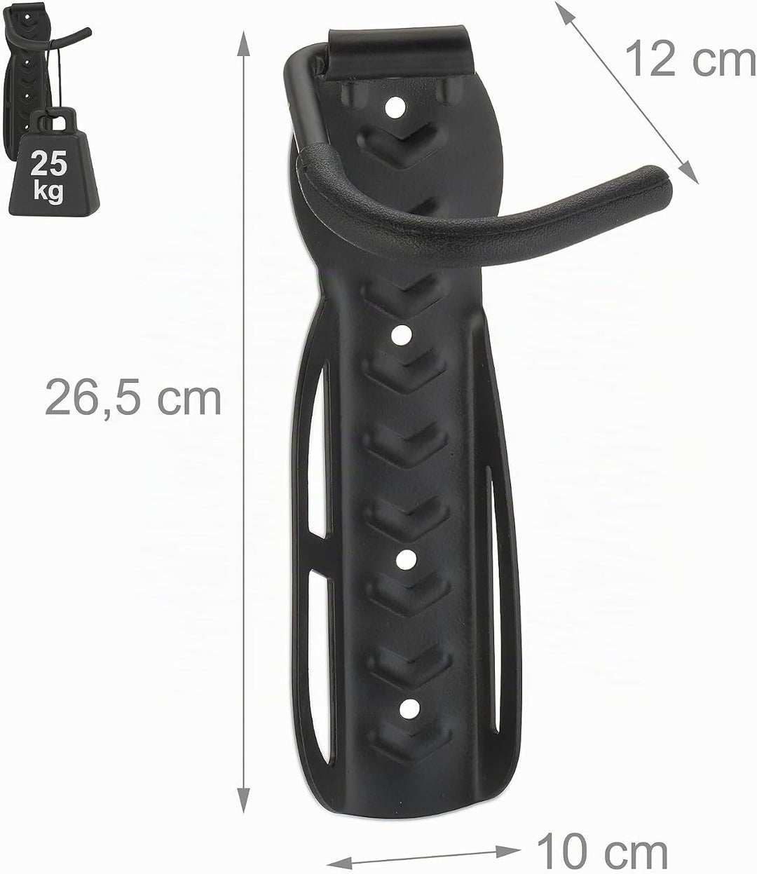 Relaxdays 4 x Fahrrad Wandhalter, Garage o. Keller, Radhaken, Zum Aufhängen an der Wand, Traglast ma