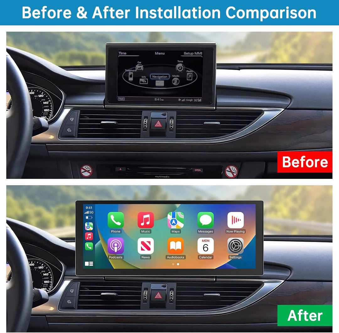 Autoradio 10,25 Zoll Touchscreen mit kabellosem Carplay &amp; Android Auto für 2011–2018 Audi A6 A7 mit
