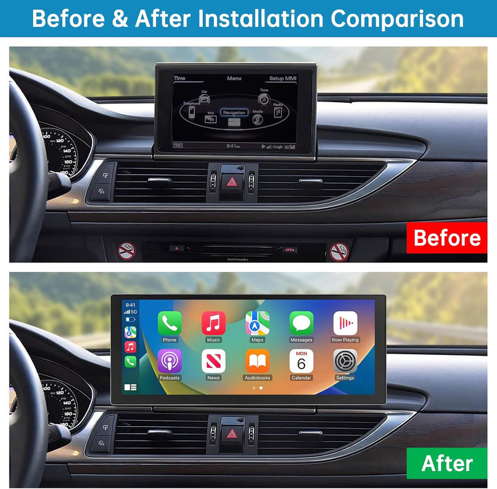 Autoradio 10,25 Zoll Touchscreen mit kabellosem Carplay &amp; Android Auto für 2011–2018 Audi A6 A7 mit