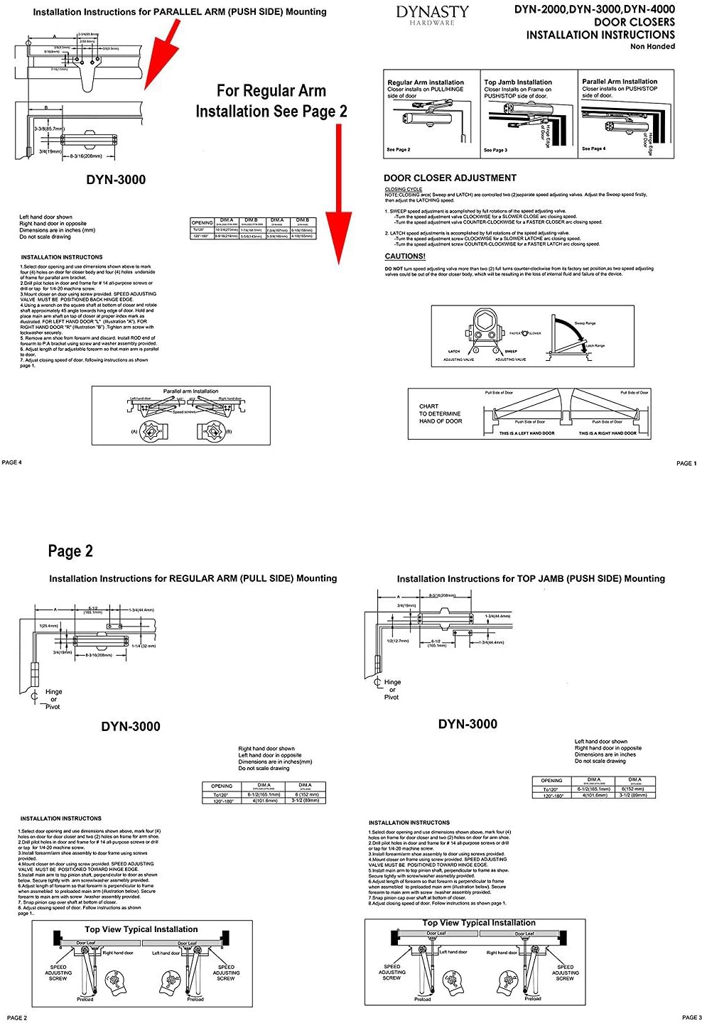 Dynasty Hardware 3000-alum Commercial Grade Türschliesser, Grösse 3 Spring, gespritztem Aluminium