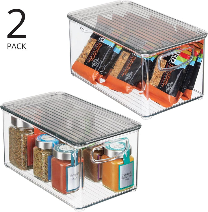 mDesign 2er-Set Aufbewahrungsbox mit Griffen – Kühlschrankbox mit Deckel zur Lebensmittelaufbewahrun