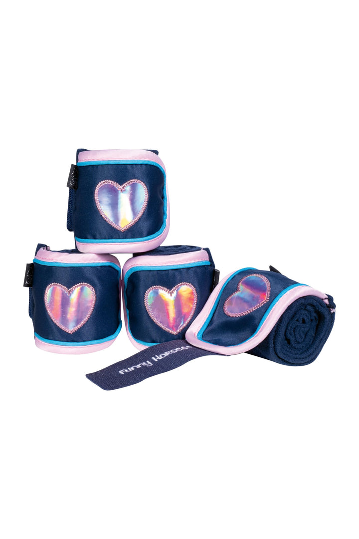 HKM Funny Horses Hearts Fleecebandagen Dunkelblau 150 cm