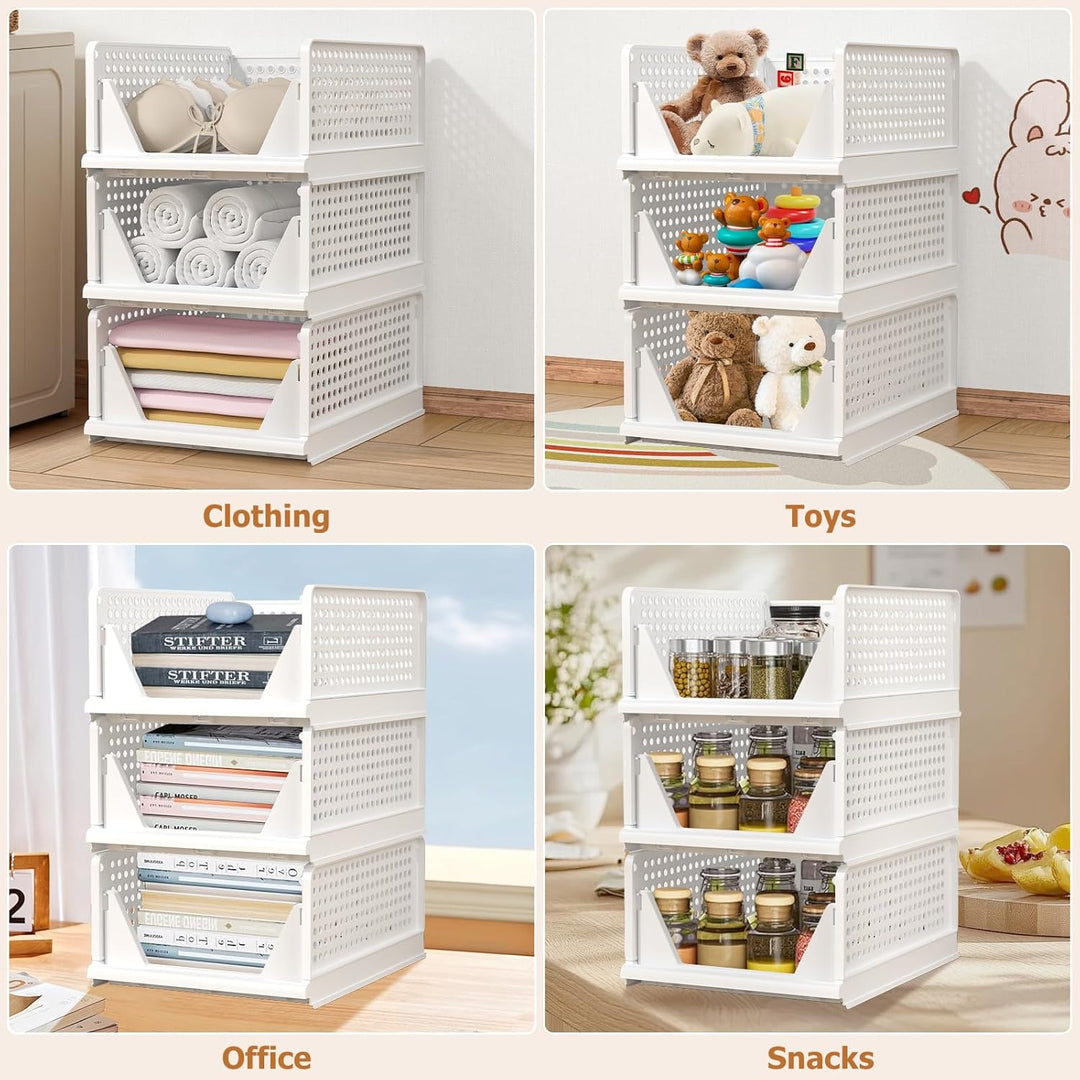4 Set Faltbaren Kleiderschrank Organizer, Schubladenbox Stapelbaren Aufbewahrungsboxen Plastik Organ