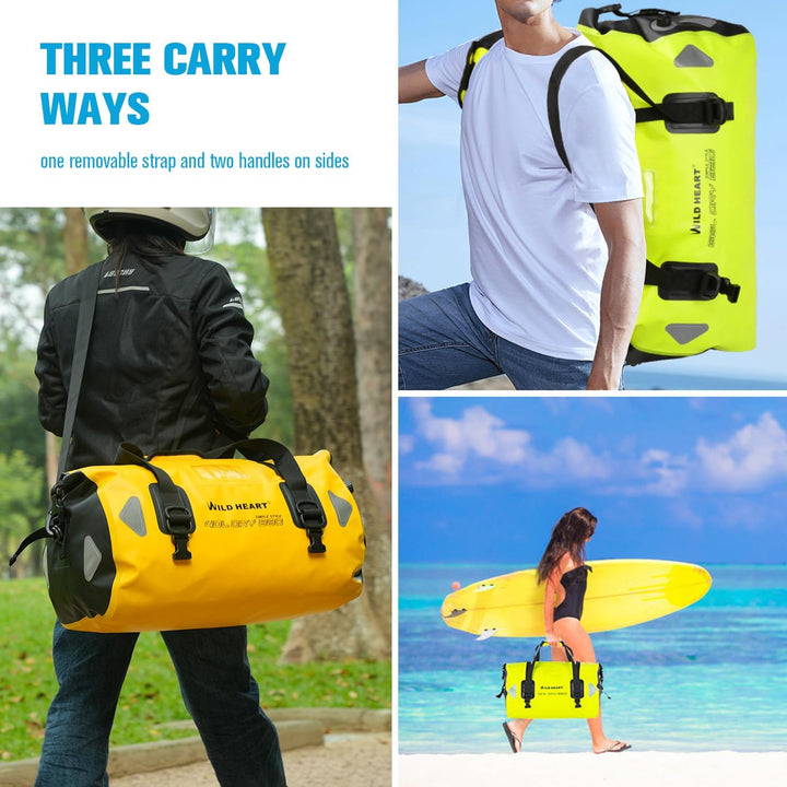WILD HEART wasserdichte Reisetasche PVC500D Doppelboden mit Seil und Innentasche 40L 66L 100L Für Ka