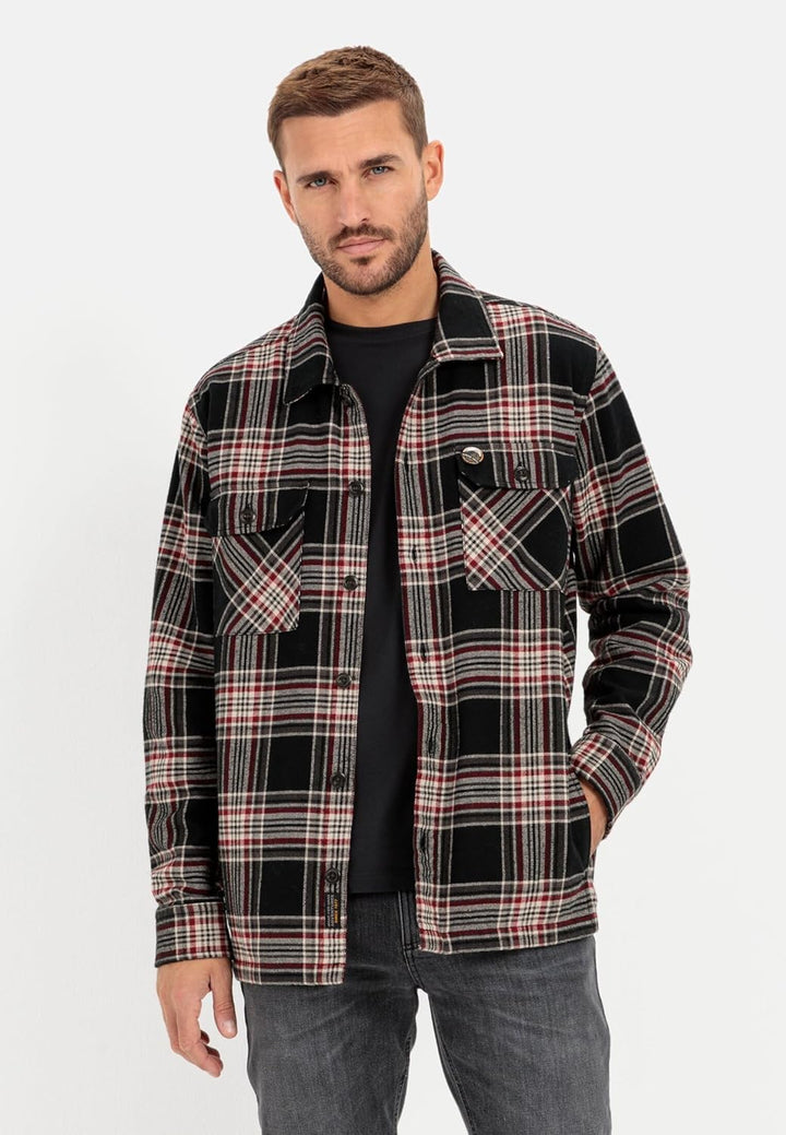 camel active Herren Flanell Overshirt im Karomuster L Anthra, L Anthra
