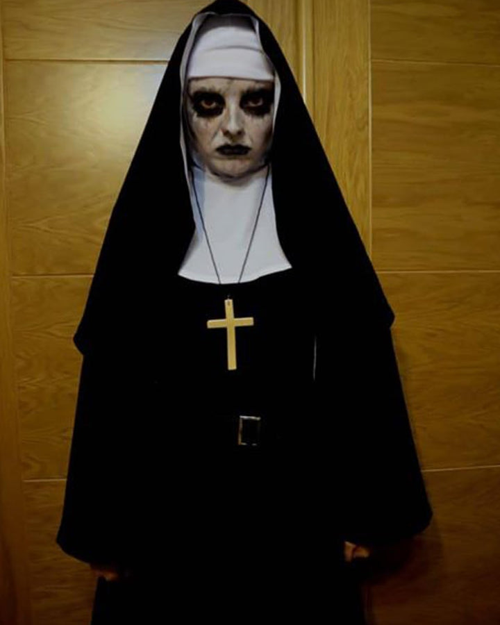 CR ROLECOS Nonnen Kostüm Damen,Faschingskostüme Damen Nonne für Erwachsene Kleidung Gothic Retro Kle